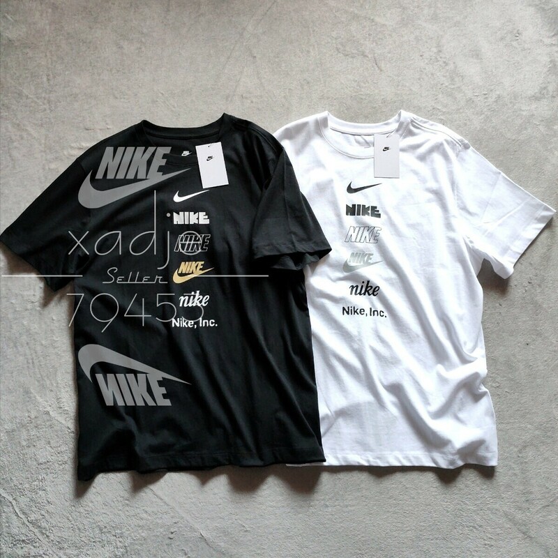 新品 正規品 NIKE ナイキ NSW INC 半袖 Tシャツ 2枚セット 黒 ブラック 白 ホワイト 緑 ロゴ スウッシュ プリント 2XL XXL