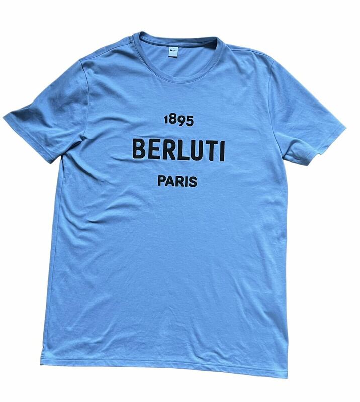 レア【美品】BERLUTI ベルルッティ Tシャツ 水色 ライトブルー XL オーバーサイズ ロゴ 刺繍 メンズ レディース