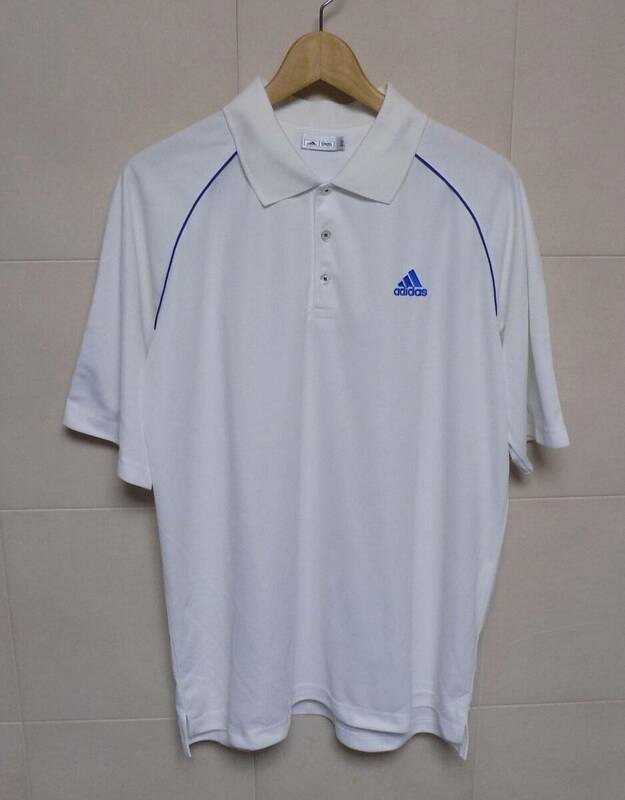 アディダス　オフホワイト×青　半袖ポロシャツ O/XG　（管X2）