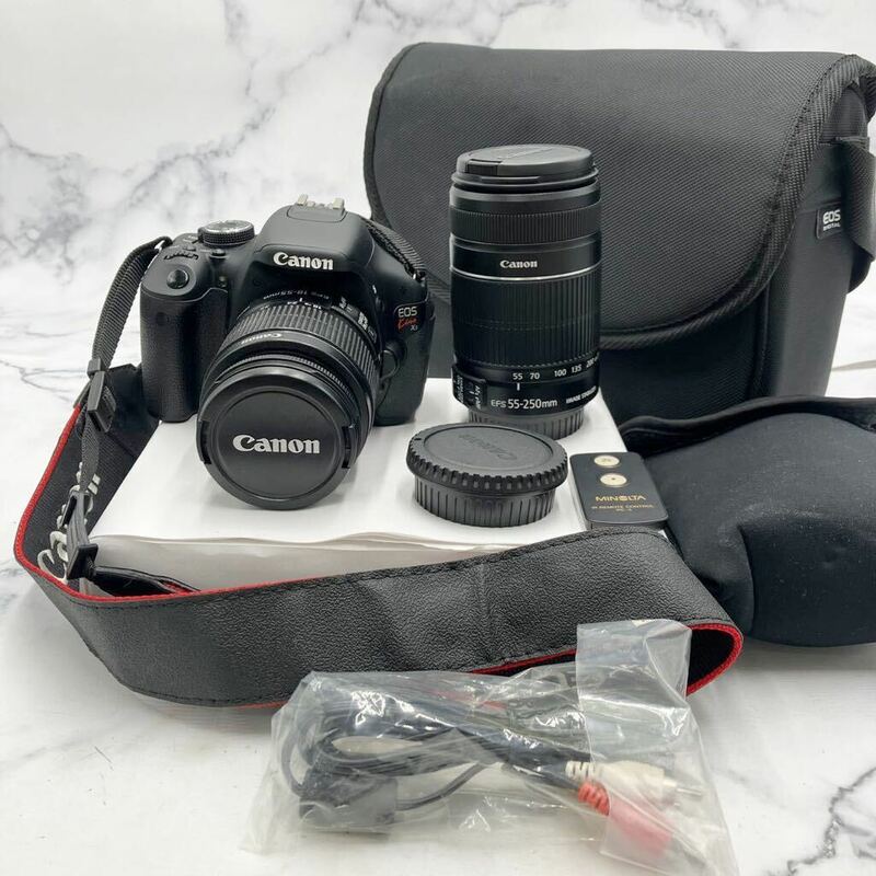 $【売り切り】Canon キャノン EOS Kiss X5 デジタル一眼レフカメラ レンズセット EF-S 55-250mm 18-55mm カメラバッグ付属 現状品