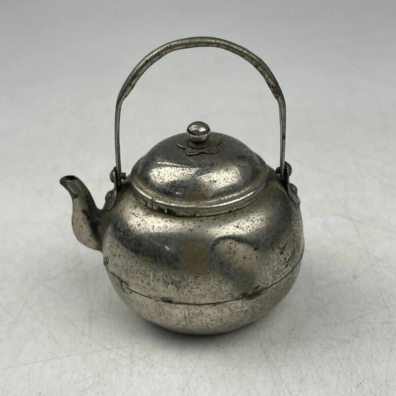 白銅　小型　急須　/　時代物　茶器　煎茶道具　煎茶飾　金工　銅　.1914