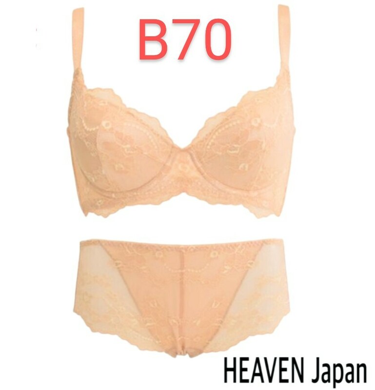 HEAVENJapan ヘブンジャパン　贅沢脇肉キャッチャー　ベージュ　B70 M 補正下着 ブラジャー ショーツ セット