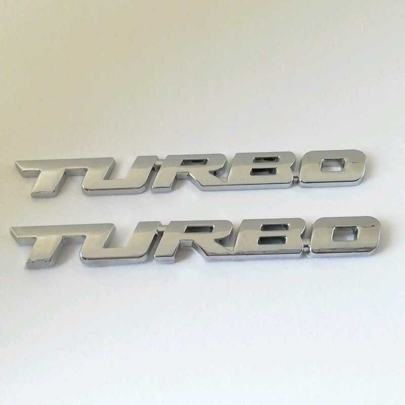 送料無料 2個セット TURBO ターボ 3D アルミ エンブレム ステッカー シルバー C43