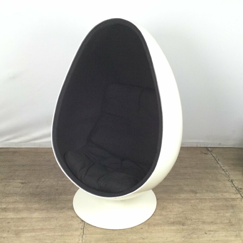 1205 Sessle Eye エッグチェア ボールチェア エーロ・アール二オ 卵型チェア デザイナーズ チェア 360°回転 ホワイト×ブラック　