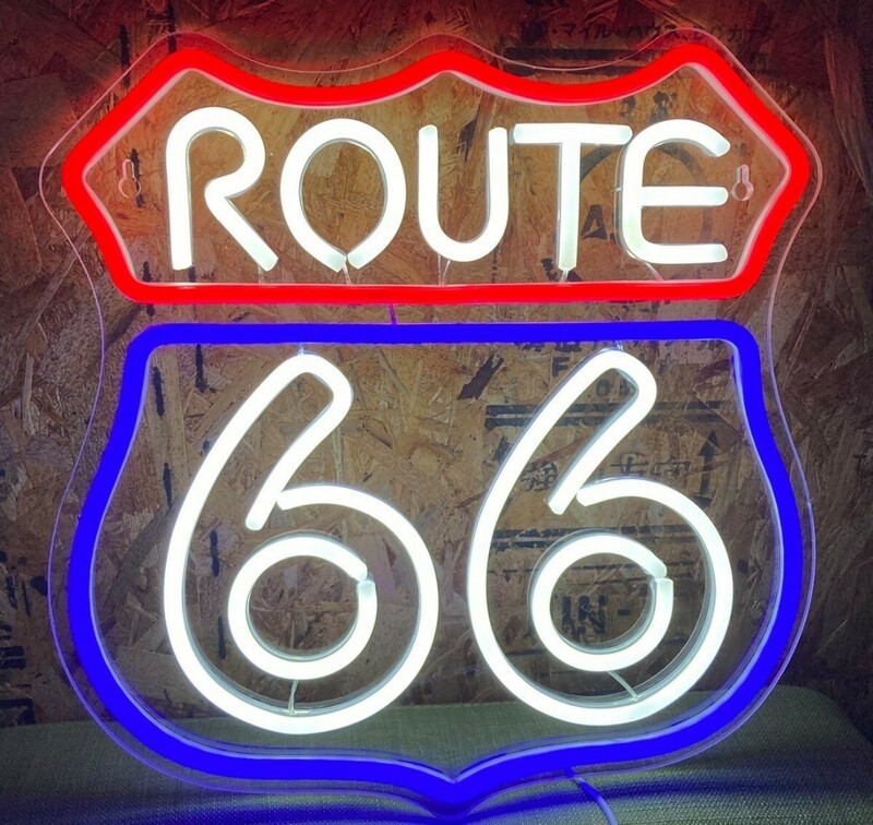 特大 ルート66 ROUTE66 LED ライト 看板 ネオンサイン ネオンライト ネオンチューブ ネオン管 サイン看板 ガレージ雑貨 車 バイク ハーレー