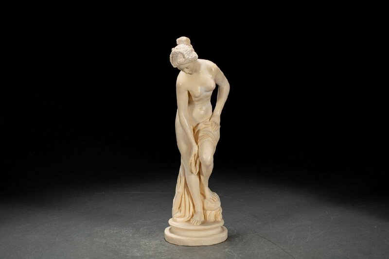 【善古堂】某有名オークション買入 時代物 練物 西洋彫刻 裸女置物 オブジェ 骨董品 古美術0510-114H0