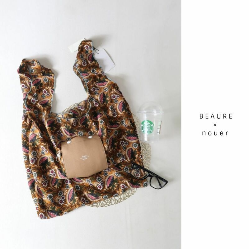 新品☆ヴュレ BEAURE×ヌエール nouer☆花柄 ポケッタブル エコバッグ☆E-M 2541