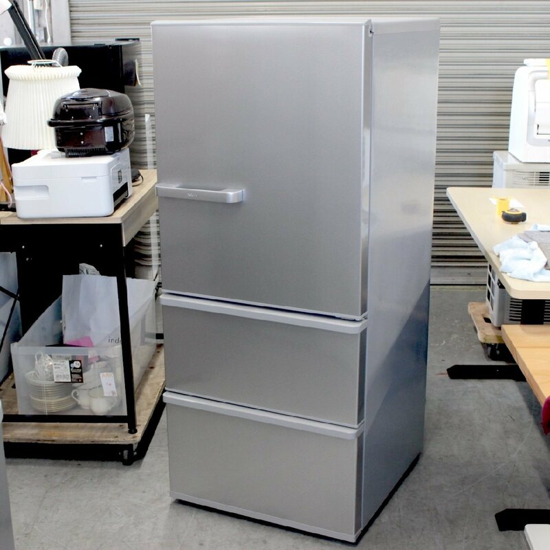 T035) AQUA 3ドア AQR-27N(S) 2022年製 272L 右開き 耐熱100度テーブル グリップハンドル＆車椅子対応 アクア ノンフロン冷凍冷蔵庫