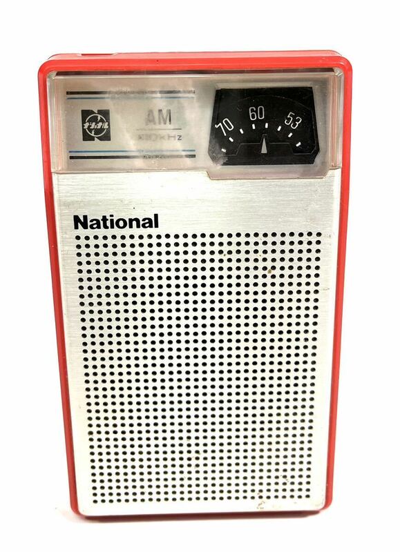 【丹】 昭和レトロ National ポータブルラジオ ナショナル AM ポケットラジオ R-1016 AM専用ラジオ レッド 動作品