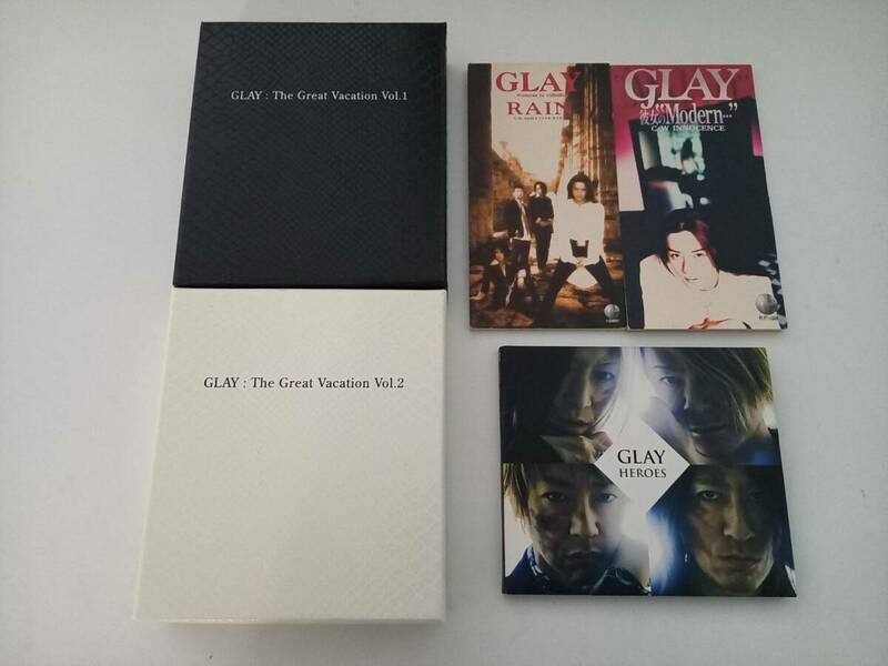 正規品 中古 CD GLAY / The Great Vacation Vol.1 Vol.2 各5枚組 / マキシ HEROES / 8cmシングル2枚