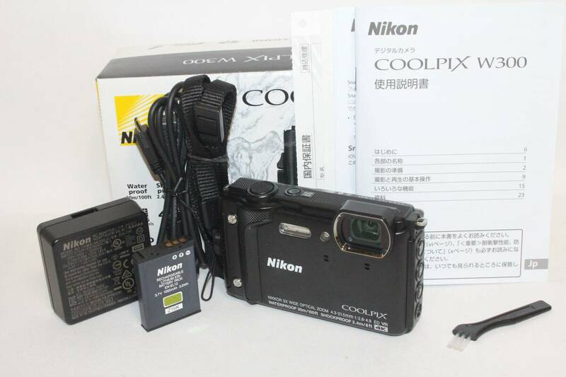 ■元箱入り■Nikon ニコン デジタルカメラ COOLPIX W300 BK クールピクス 1605万画素 ブラック 防水 耐寒 防塵 (500-044)