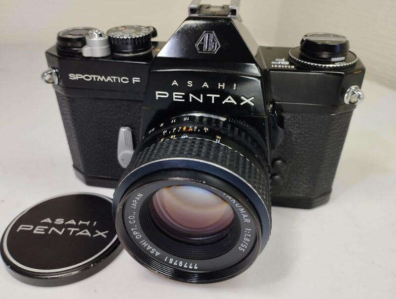 【リサイクル】 PENTAX SPOTMATIC F SP ASAHI ペンタックス 一眼レフフィルムカメラ TAKUMAR 55 1.8 レンズ付 ジャンク品 1円スタート昭和