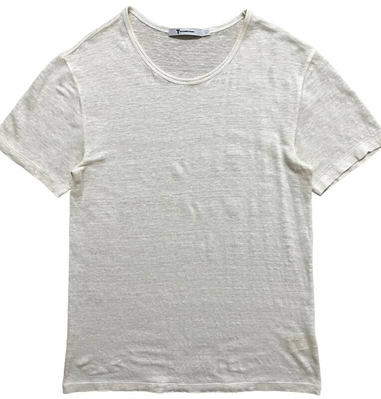 アレキサンダーワン ALEXANDER WANG 国内正規品 リネン90%シルク10% クールネックTシャツ メンズ S オフホワイト