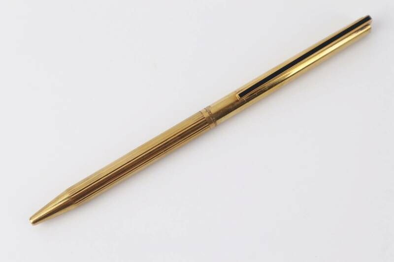 デュポン　S.T.DUPONT ツイスト式 ボールペン 925刻印 銀製 ゴールド系 筆記確認済み
