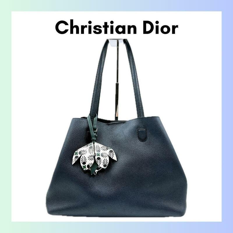 クリスチャンディオール レザー ブロッサム トートバッグ　黒　Dior