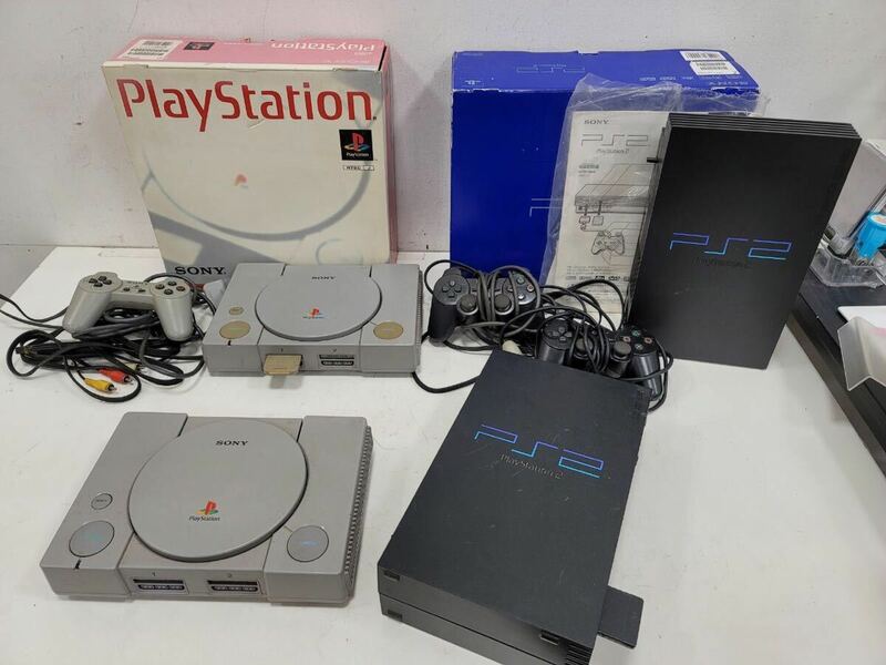 △SONY ソニー PlayStation プレイステーション 初代 PS2 ゲーム機 コントローラー 本体 まとめ売り 通電確認のみ (KS5-147)