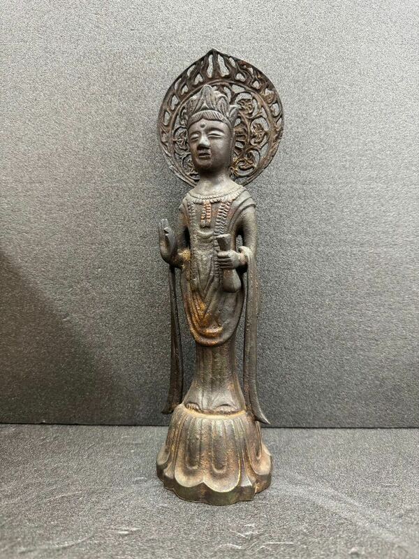 △観音菩薩立像 仏像 立像 仏教美術 置物 約1220g 観音像 (KS5-191)