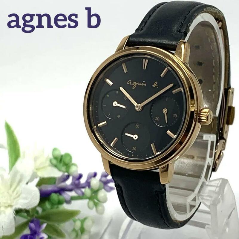 381 agnes b アニエスベー レディース 腕時計 カレンダー デイデイト クオーツ式 新品電池交換済 人気 希少