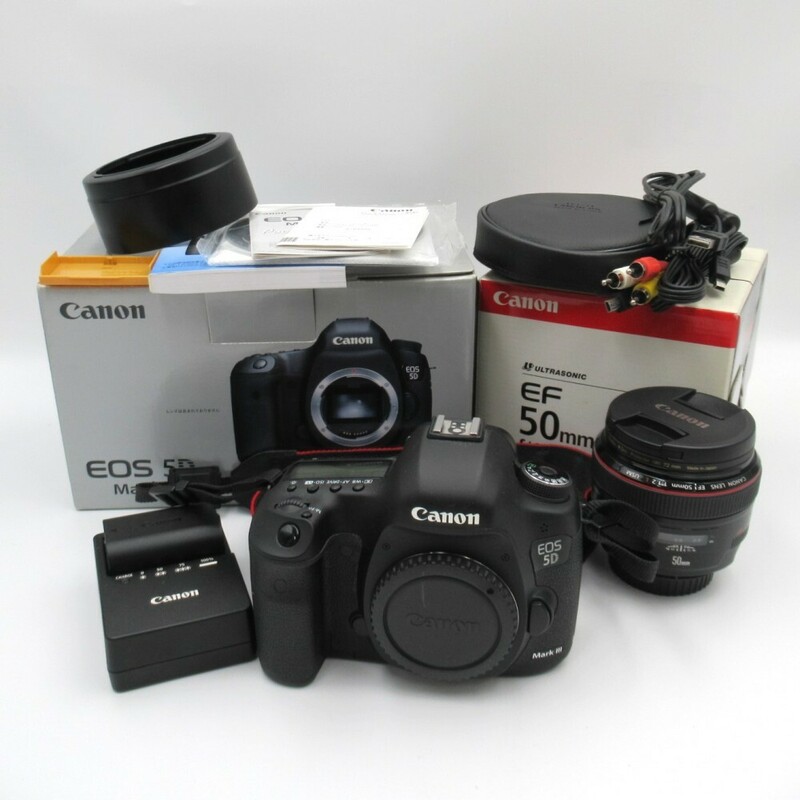 1円〜 Canon キヤノン EOS 5D Mark III 一眼レフカメラ EF50mm f/1.2L レンズ 動作確認済 現状品 yN101-2703075【Y商品】