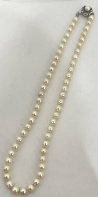 アコヤ　本真珠　ネックレス　約6.8-7.1mm珠 約42cm pearl necklace ジュエリー jewelry 金具　シルバー　刻印