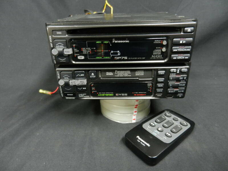パナソニック 1DIN+1DIN CDデッキ カセットチューナー CX-DP75D CQ-GV55D リモコン付き 中古 通電確認済 動作不良 PANASONIC