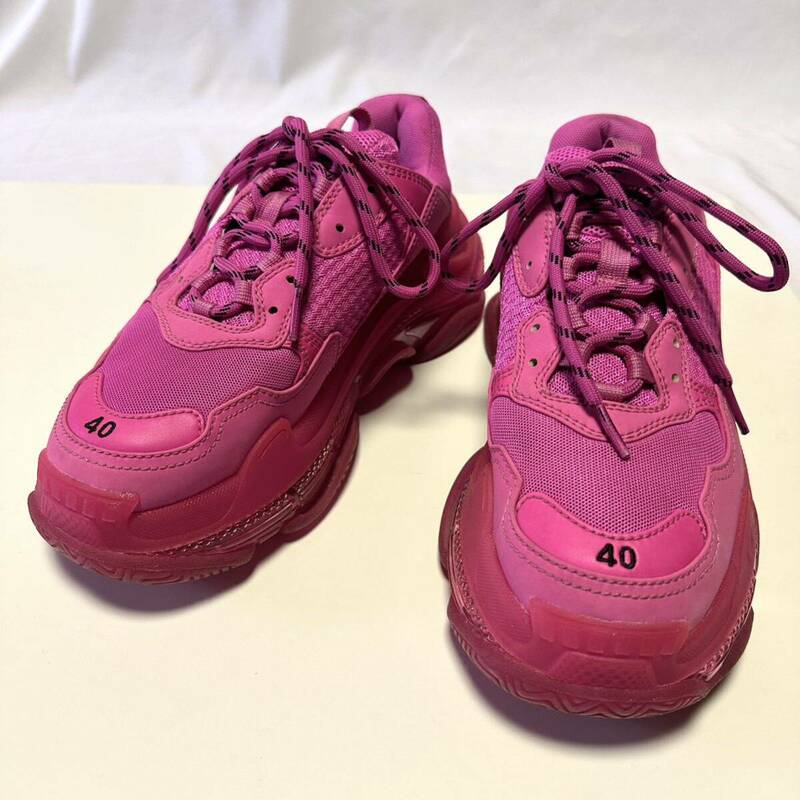 正規品◇BALENCIAGA バレンシアガ triple s トリプルS スニーカー ピンク メンズ 40 ユニセックス