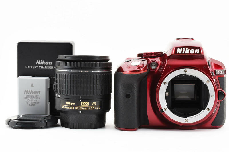 美品　Nikon D5300 レッド デジタル一眼レフカメラ レンズセット レンズキット#2134097A