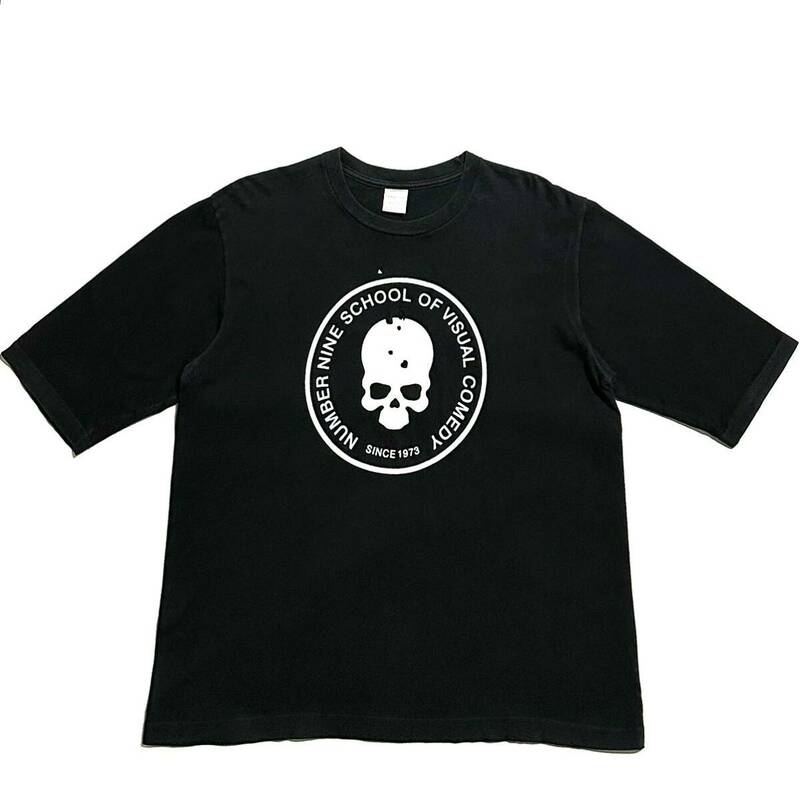 NUMBER (N)INE 01SS タイム期 スカルプリント Tシャツ ロンT ダメージ加工 穴空き ひび割れ 散弾銃 ナンバーナイン ドクロ archive 2001SS