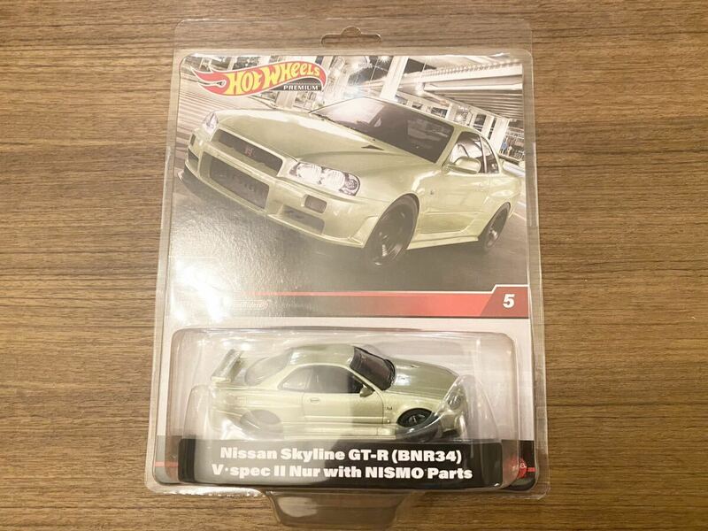 新品 オリジナルパッケージ付き 希少！1/43 ホットウィール プレミアム 日産 R34 スカイライン GTR Vスペック シルバーグリーン