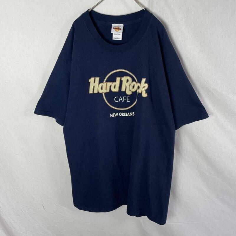 Hard Rock CAFE 半袖プリントTシャツ　古着　Lサイズ　ネイビー
