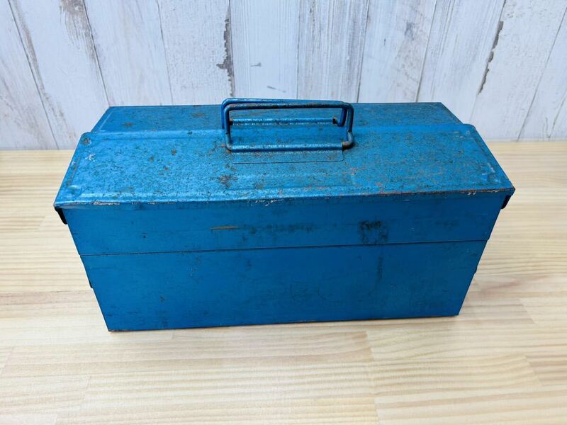 ☆ TOOL BOX 青 ツールボックス 道具箱 工具箱 レトロ アンティーク ヴィンテージ 工具 金属製 ケース SA-0514dd120 ☆