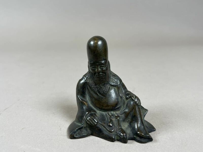 銅製寿老人水滴 時代物 仏像 置物 文房具 銅器 古物保証 検:中国 日本 朝鮮 李朝