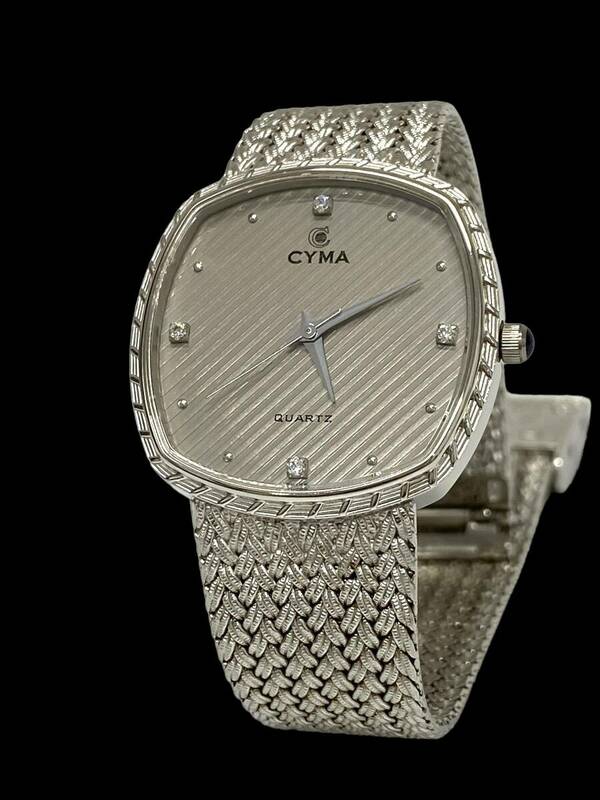 133-1359 ☆ 美品 稼働品 ☆ CYMA シーマ 604SP SWISS 4Pダイヤモンド ドレスウォッチ 腕時計 ユニセックス クオーツ