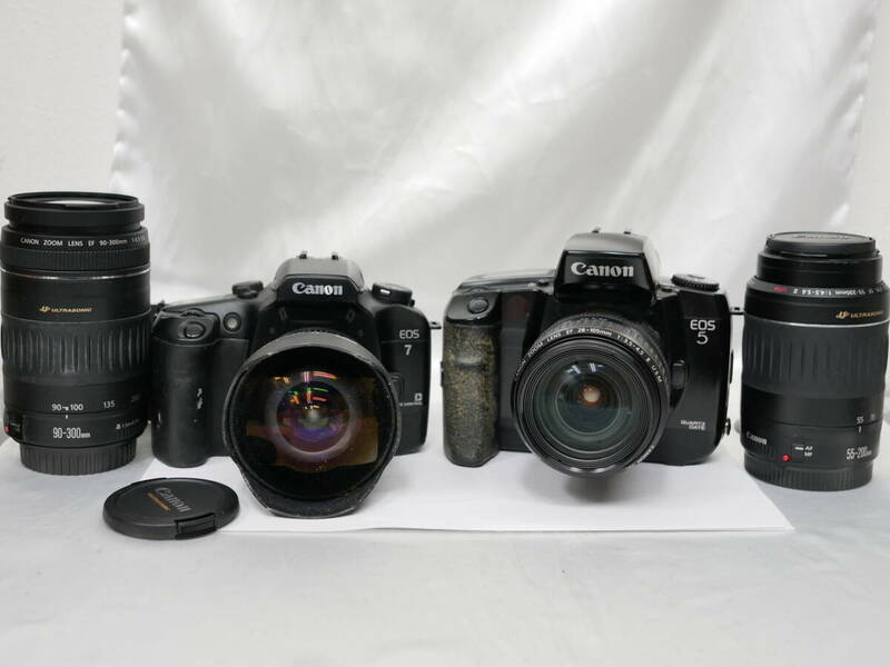 #3005 CANON EOS5 EOS7 EF 55-200mm 90-300mm28-105mm sigma 14mm f3.5 キャノン 一眼レフフィルムカメラ