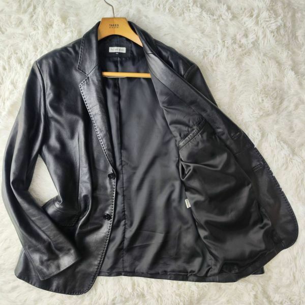 NOBLESS　テーラードジャケットジャケット　羊革　本革　ブラック　XXL　レザージャケット　黒　大きいサイズ　メンズ　
