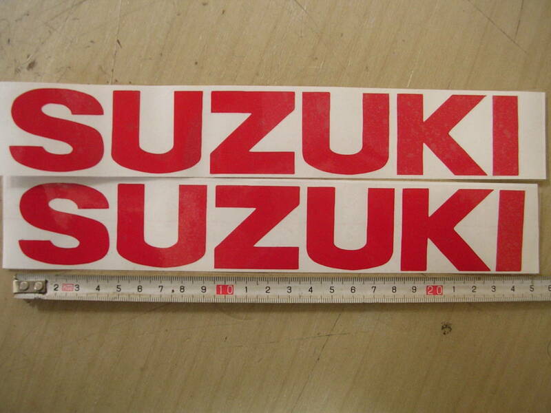 はるスズキ　SUZUKIステッカー　24㎝　赤２枚　カタナ　GSX　ガンマ　ジムニー　ハスラー　キャリイ　