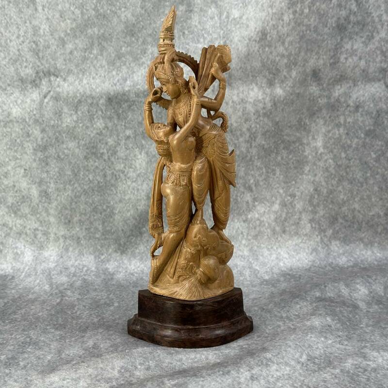 白檀 天然香りの木 愛神像彫刻 木彫 木像 立像 仏像 仏具 仏教美術 伝統工芸 工芸美術 (RJ-117)