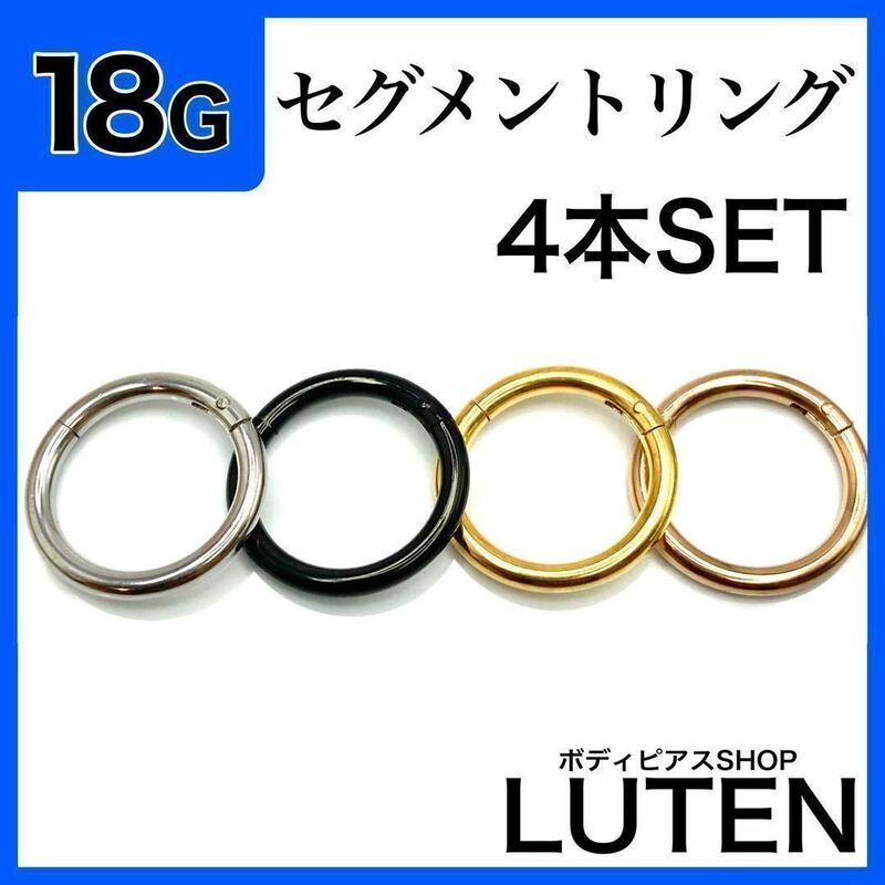 18G　セグメントリング　4本　クリッカー　イヤーロブ　ヘリックス　ボディピアス