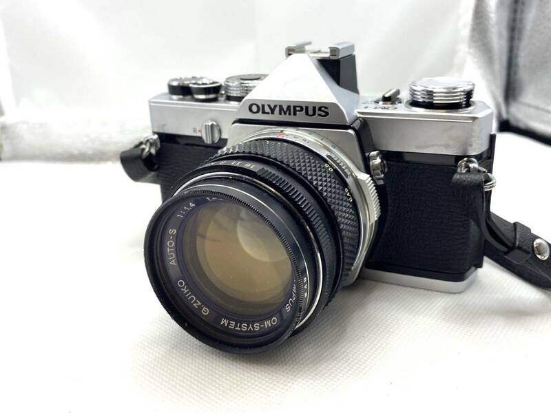 12362★OLYMPUS OM-1 シルバー オリンパス フィルムカメラ MF一眼レフ OM-SYSTEM G.ZUIKO AUTO-S 50mm f1.4 レンズ バッグ レンズセット