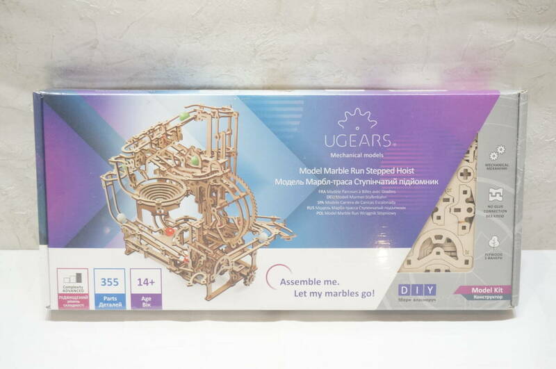 【K10A】未開封保管品！UGEARS ユーギアーズ マーブルランステップホイスト Marble Run Stepped Hoist 木製組み立て模型 3D立体 パズル 