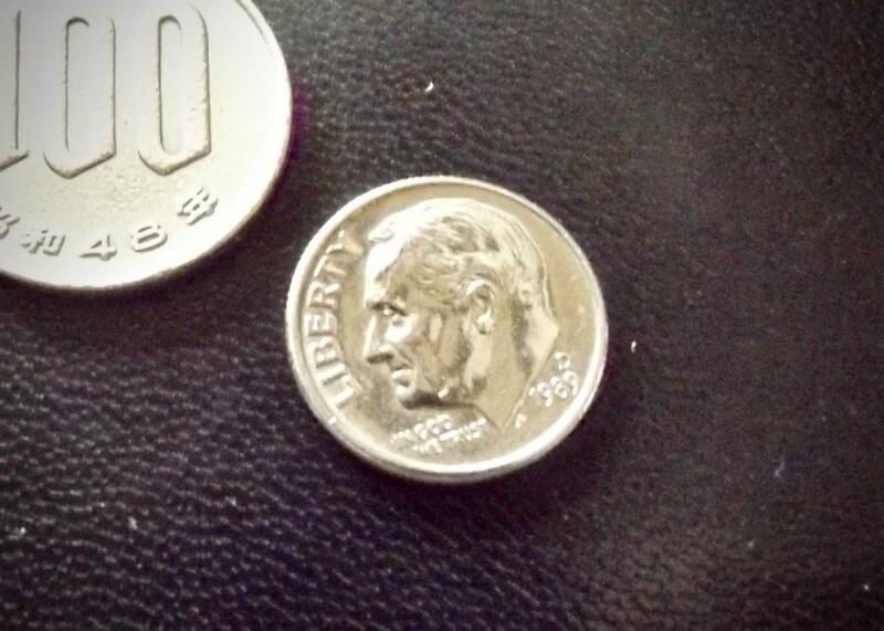 準未使用　　アメリカ合衆国　10セントコイン　1989年　D刻印　　送料無料（9067）ルーズベルト　USA 　お金 貨幣　硬貨　ダイム　　　