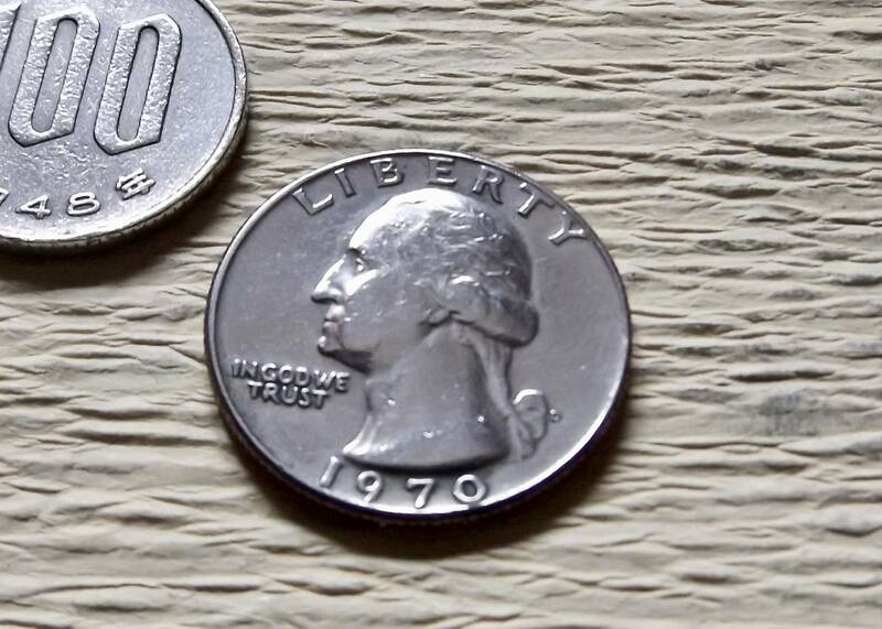 　アメリカ合衆国　ワシントン25セントコイン　1970年　D刻印　送料無料（9249）USA 貨幣　硬貨　クオーターダラー　ドル　　