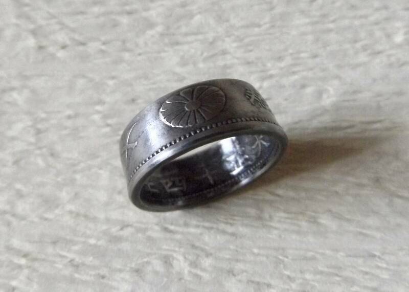 14号サイズ コインリング 指輪 新品 未使用 送料無料 　（9424) ハンドメイド　アンテーク 古銭　貨幣　硬貨　アクセサリー　メンズ　