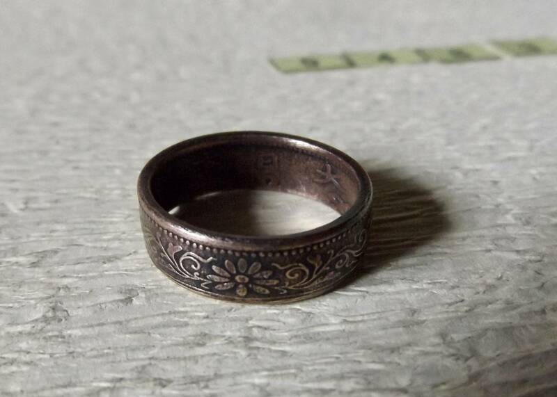 18号サイズ コインリング 指輪 新品 未使用 送料無料 　（9483) ハンドメイド　アンテーク 古銭　貨幣　硬貨　手作り　メンズ　
