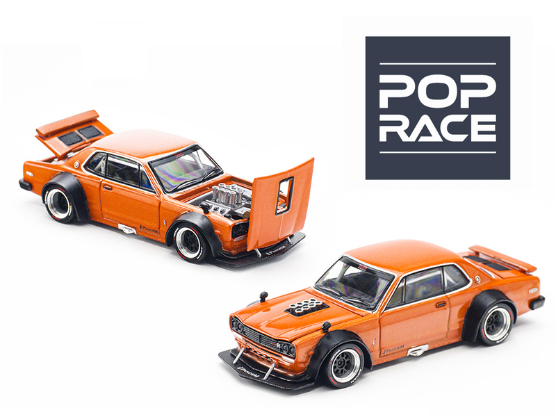 Pop Race 1/64 スカイライン GT-R V8 ドリフト パンデム ハコスカ オレンジ SKYLINE HAKOSUKA PANDEM ミニカー