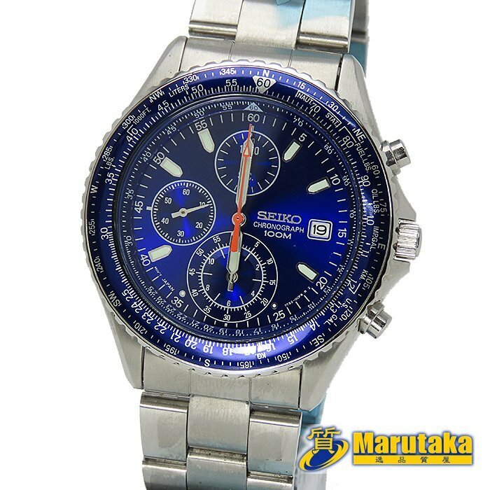 １円スタート！ ジャンク品 セイコー SEIKO メンズ ウォッチ パイロットクロノグラフ クォーツ 7T92-0CF0 SND255P1 K00139