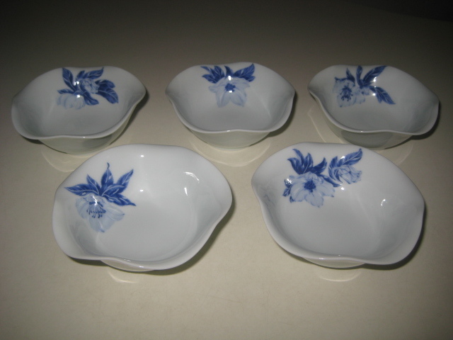 深川製磁　オリエンタルブルー　銘々皿揃　　フリル　小鉢 小皿 5枚セット
