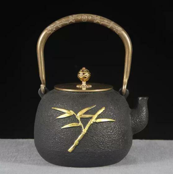 竹鉄壺 南部鉄器 コーティングなし 手作り鉄 やかんを沸かす お茶の道具 1300ML