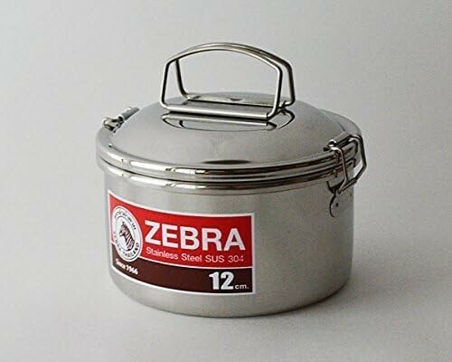 zebra（ゼブラ）ステンレス ランチボックス/弁当箱 丸型 12cm　中皿 取っ手付き　フードキャリー ピクニック 運動会