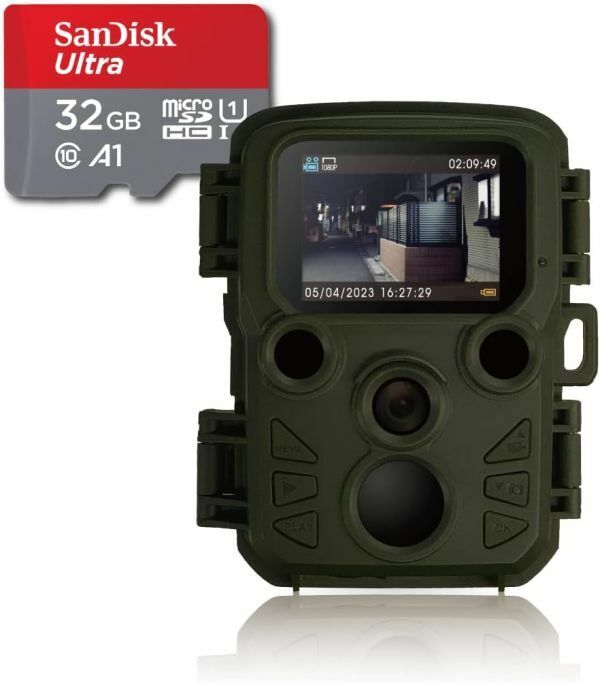 小型 Full HD 防犯カメラ トレイルカメラ 屋外 防水 防塵 IP66対応 1080p対応 モーションのみ 赤外線LED